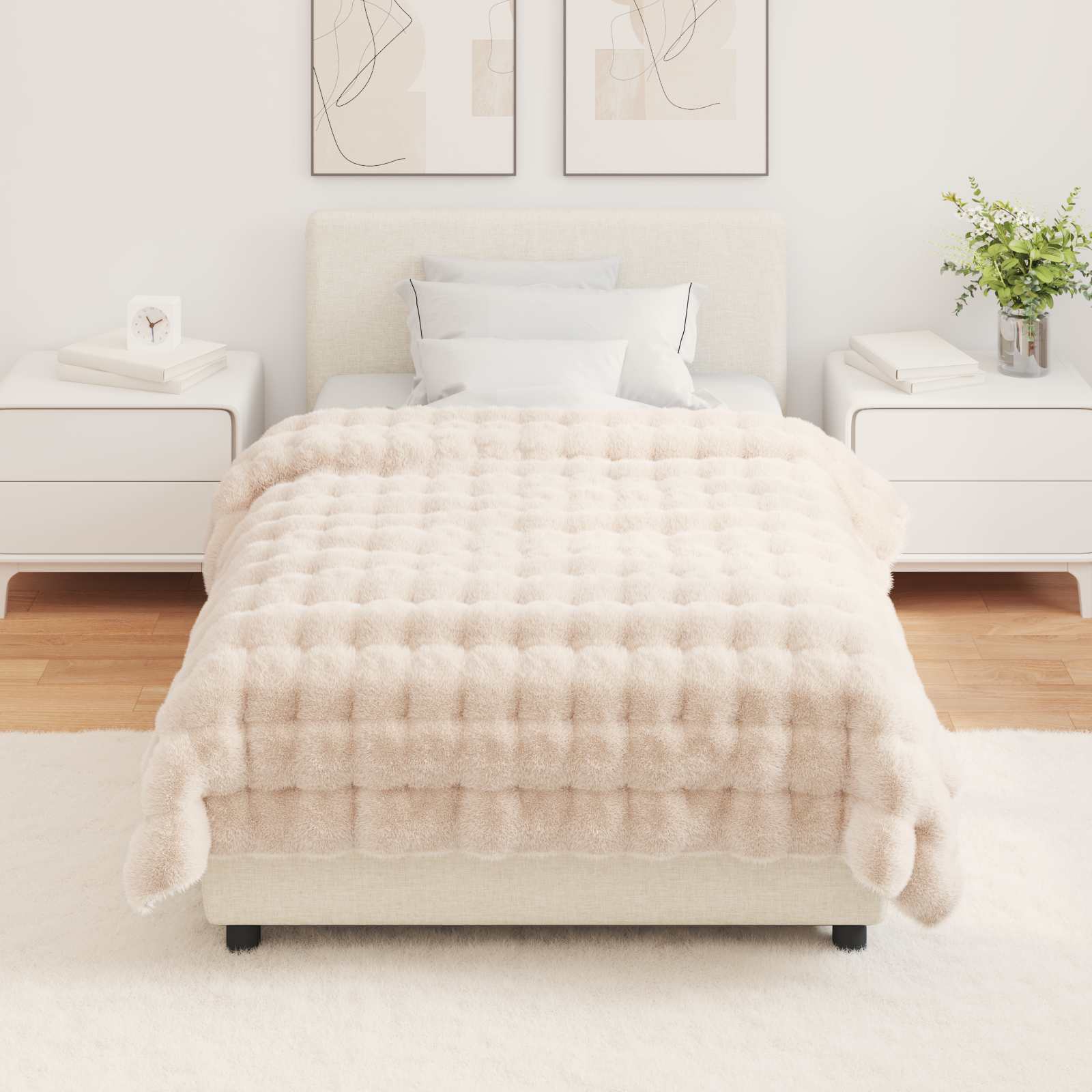 Coperta antiscivolo in sintetica di coniglio Olite Beige | homemem39
