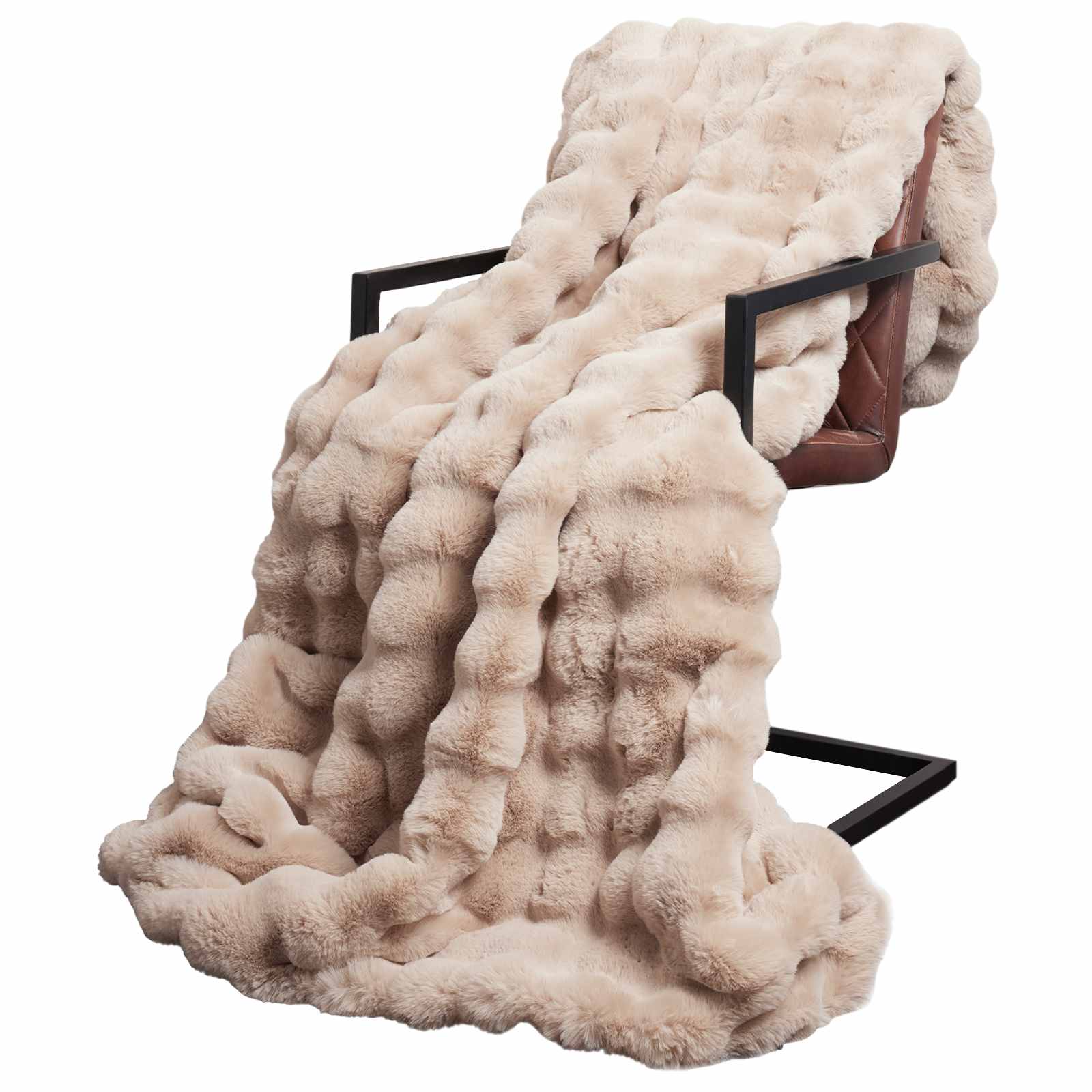 Coperta antiscivolo in sintetica di coniglio Olite Beige | homemem39