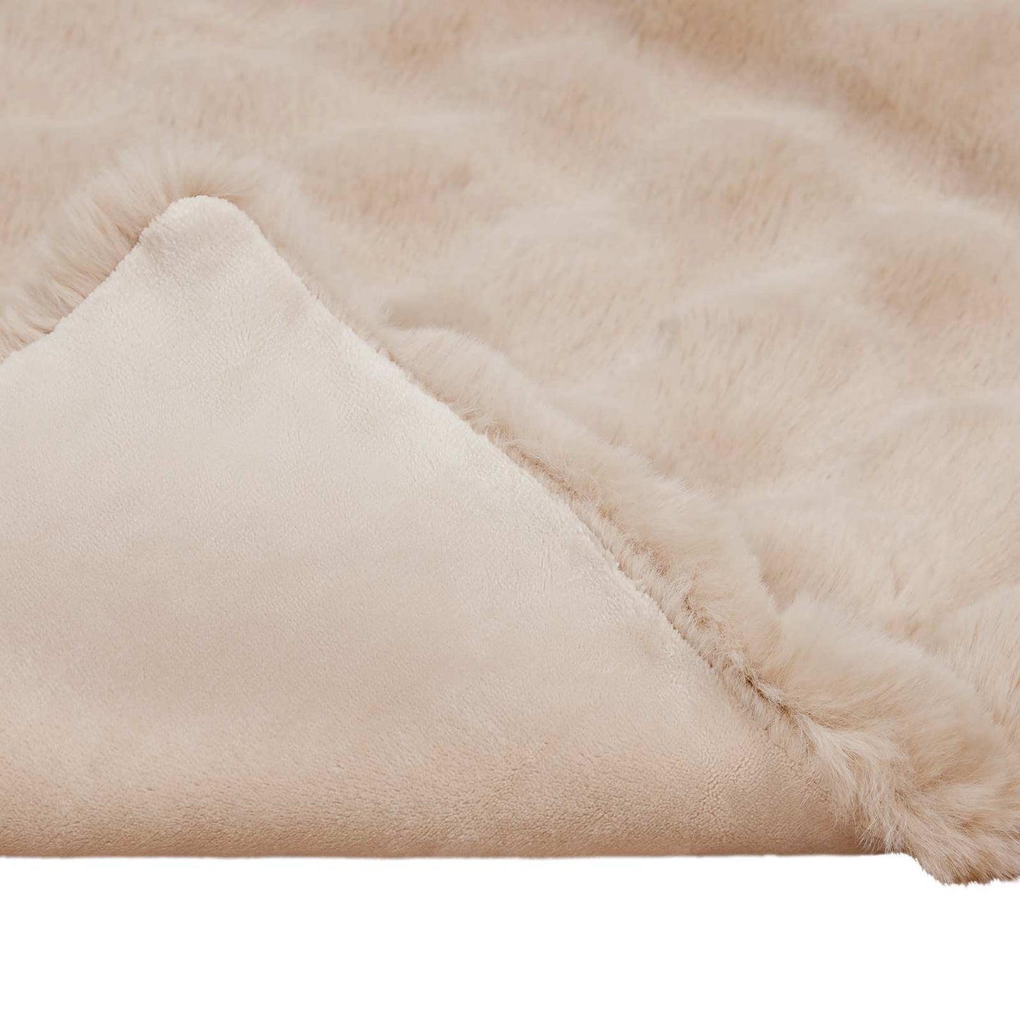 Coperta in Pelliccia di Coniglio Finta Beige 240 x 270 cm