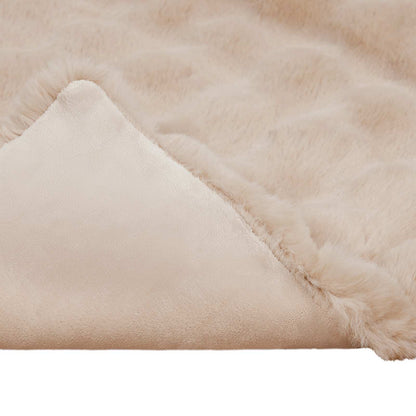 Coperta in Pelliccia di Coniglio Finta Beige 240 x 270 cm