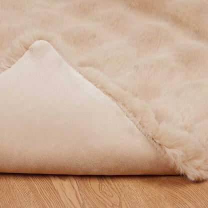 Coperta in Pelliccia di Coniglio Finta 4 pcs Beige 130 x 150 cm