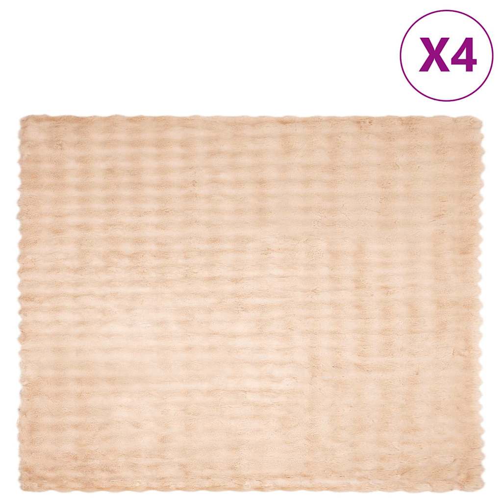 Coperta in Pelliccia di Coniglio Finta 4 pcs Beige 130 x 150 cm