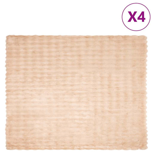 Coperta in Pelliccia di Coniglio Finta 4 pcs Beige 130 x 150 cm
