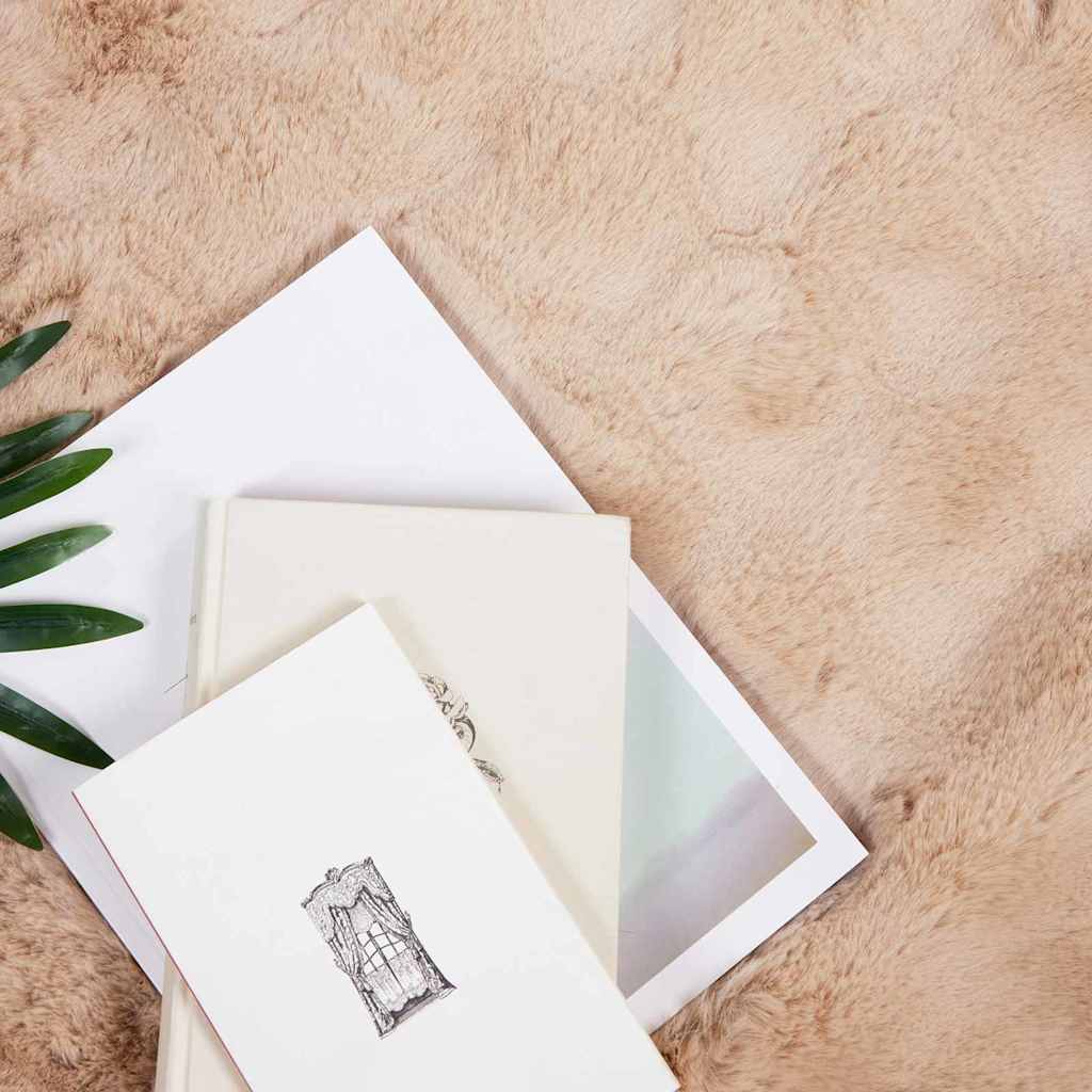 Coperta in Pelliccia di Coniglio Finta 4 pcs Beige 130 x 150 cm