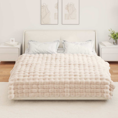 Coperta in Pelliccia di Coniglio Finta 4 pcs Beige 150 x 220 cm