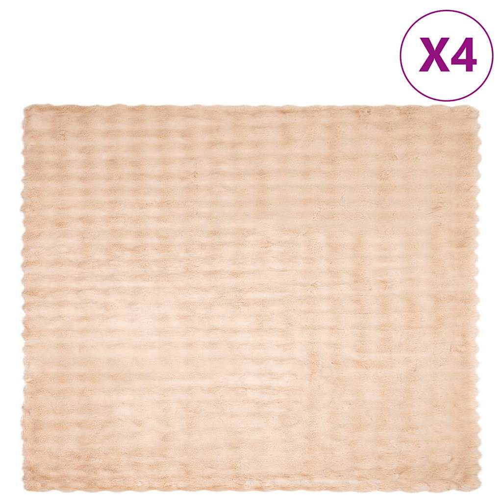 Coperta in Pelliccia di Coniglio Finta 4 pcs Beige 220 x 240 cm