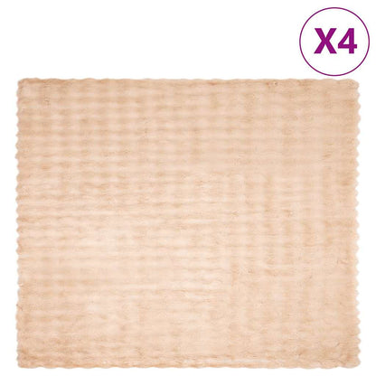 Coperta in Pelliccia di Coniglio Finta 4 pcs Beige 220 x 240 cm