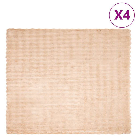 Coperta in Pelliccia di Coniglio Finta 4 pcs Beige 220 x 240 cm