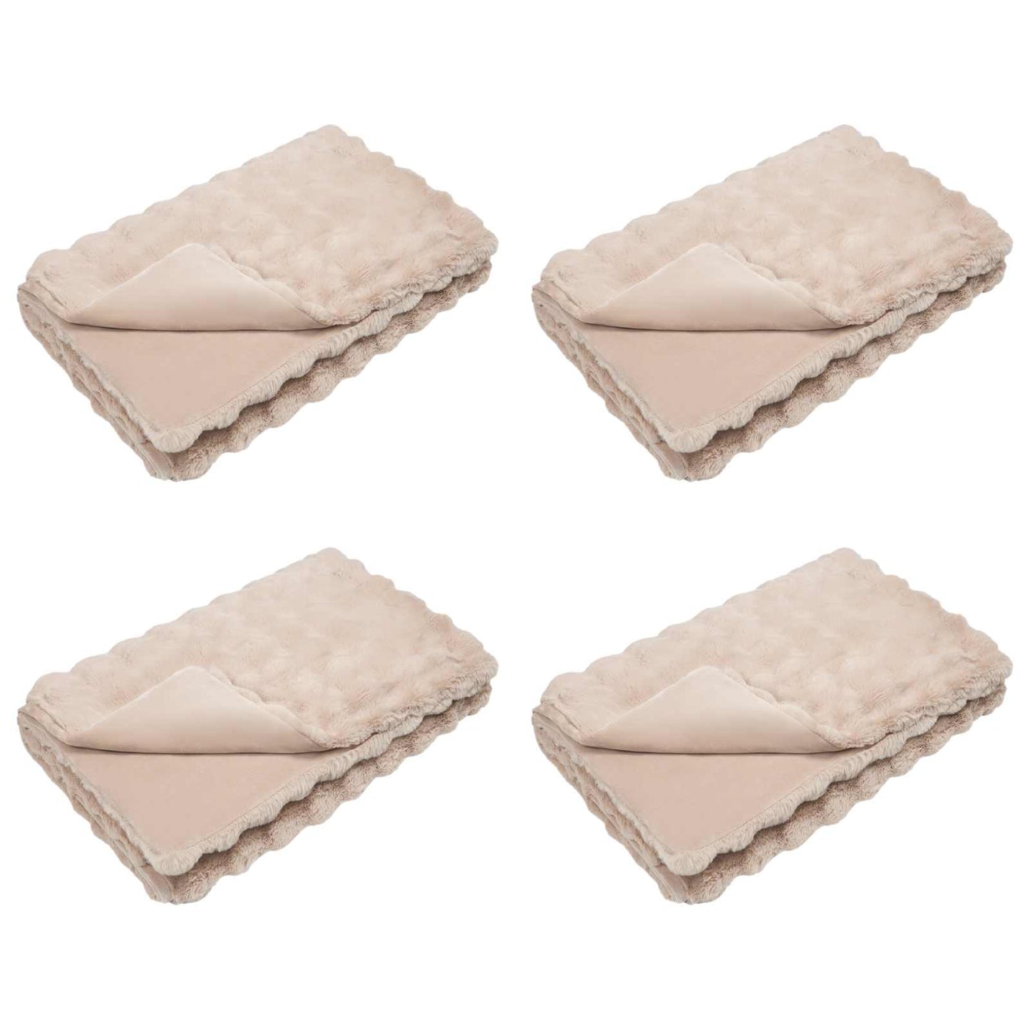 Coperta in Pelliccia di Coniglio Finta 4 pcs Beige 220 x 240 cm