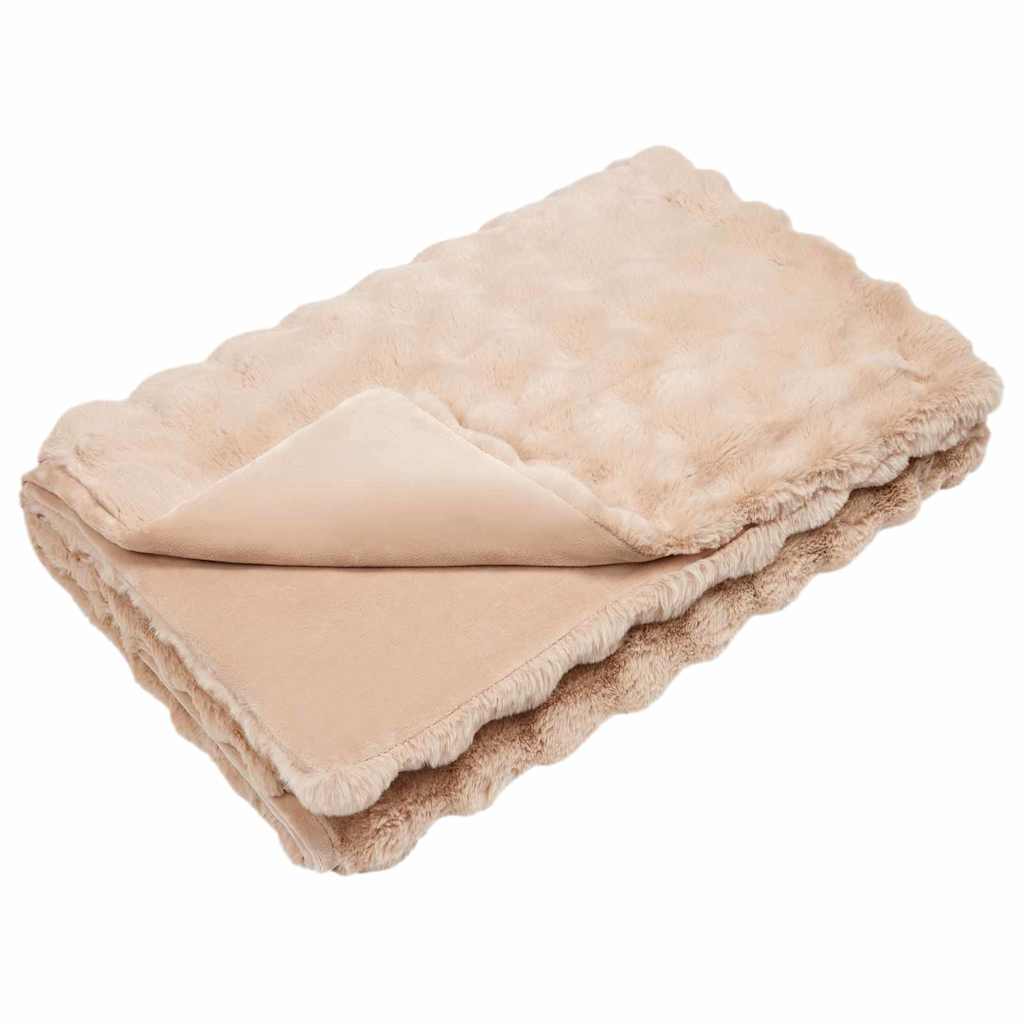 Coperta in Pelliccia di Coniglio Finta 4 pcs Beige 220 x 240 cm