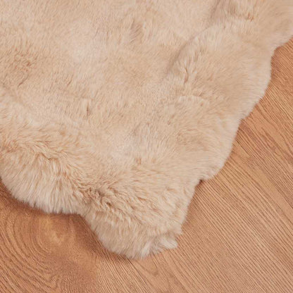 Coperta in Pelliccia di Coniglio Finta 4 pcs Beige 240 x 270 cm