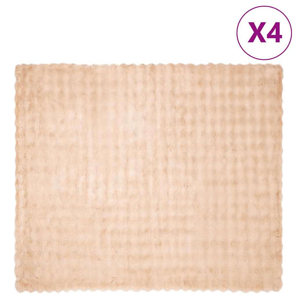 Coperta in Pelliccia di Coniglio Finta 4 pcs Beige 240 x 270 cm