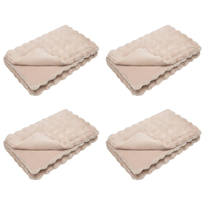 Coperta in Pelliccia di Coniglio Finta 4 pcs Beige 240 x 270 cm