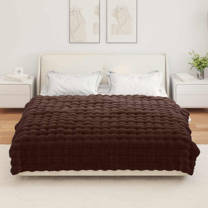 Coperta in Pelliccia di Coniglio Finta Cammello 150 x 220 cm