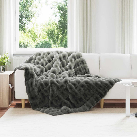 Coperta antiscivolo in sintetica di coniglio Olite Grigio Scuro | homemem39