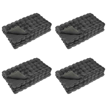 Coperta in Pelliccia di Coniglio Finta 4 pcs Grigio scuro