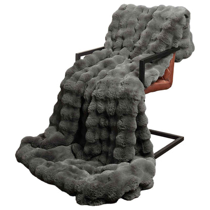 Coperta in Pelliccia di Coniglio Finta 4 pcs Grigio scuro