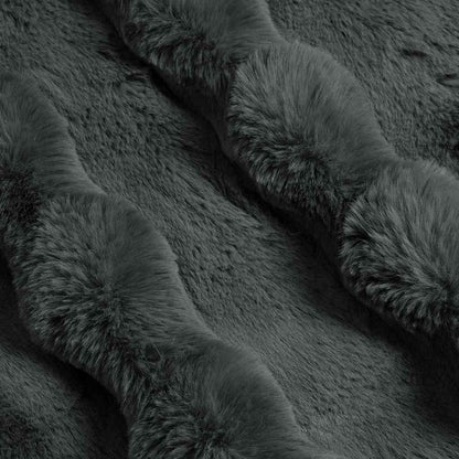 Coperta in Pelliccia di Coniglio Finta 4 pcs Grigio scuro