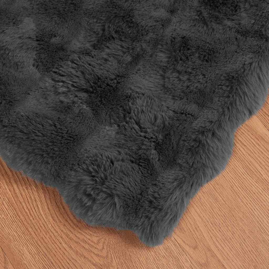 Coperta in Pelliccia di Coniglio Finta 4 pcs Grigio scuro