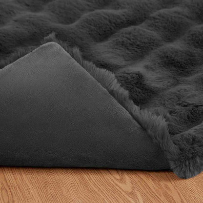 Coperta in Pelliccia di Coniglio Finta 4 pcs Grigio scuro