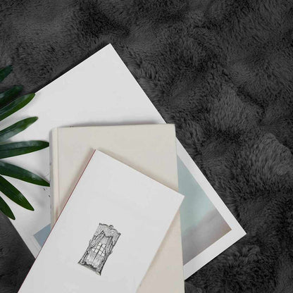 Coperta in Pelliccia di Coniglio Finta 4 pcs Grigio scuro