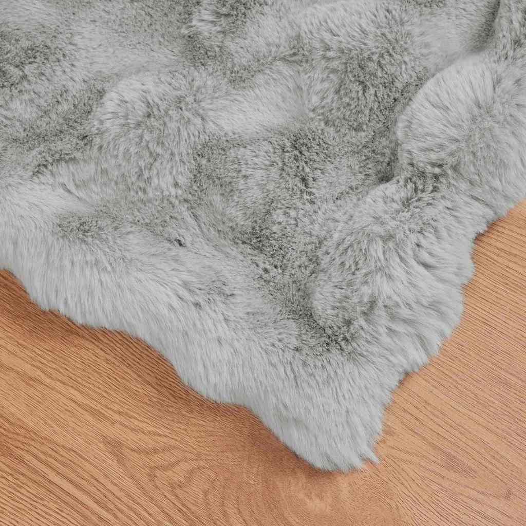 Coperta in Pelliccia di Coniglio Finta 4 pcs Grigio