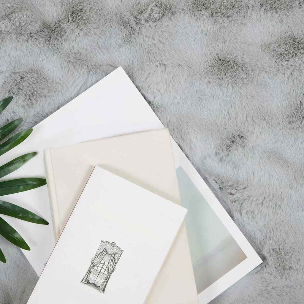 Coperta in Pelliccia di Coniglio Finta 4 pcs Grigio