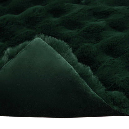 Coperta in Pelliccia di Coniglio Finta Verde Scuro 220 x 240 cm