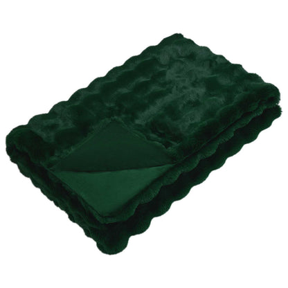 Coperta in Pelliccia di Coniglio Finta Verde Scuro 240 x 270 cm