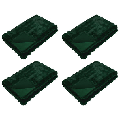 Coperta in Pelliccia di Coniglio Finta 4 pcs Verde Scuro