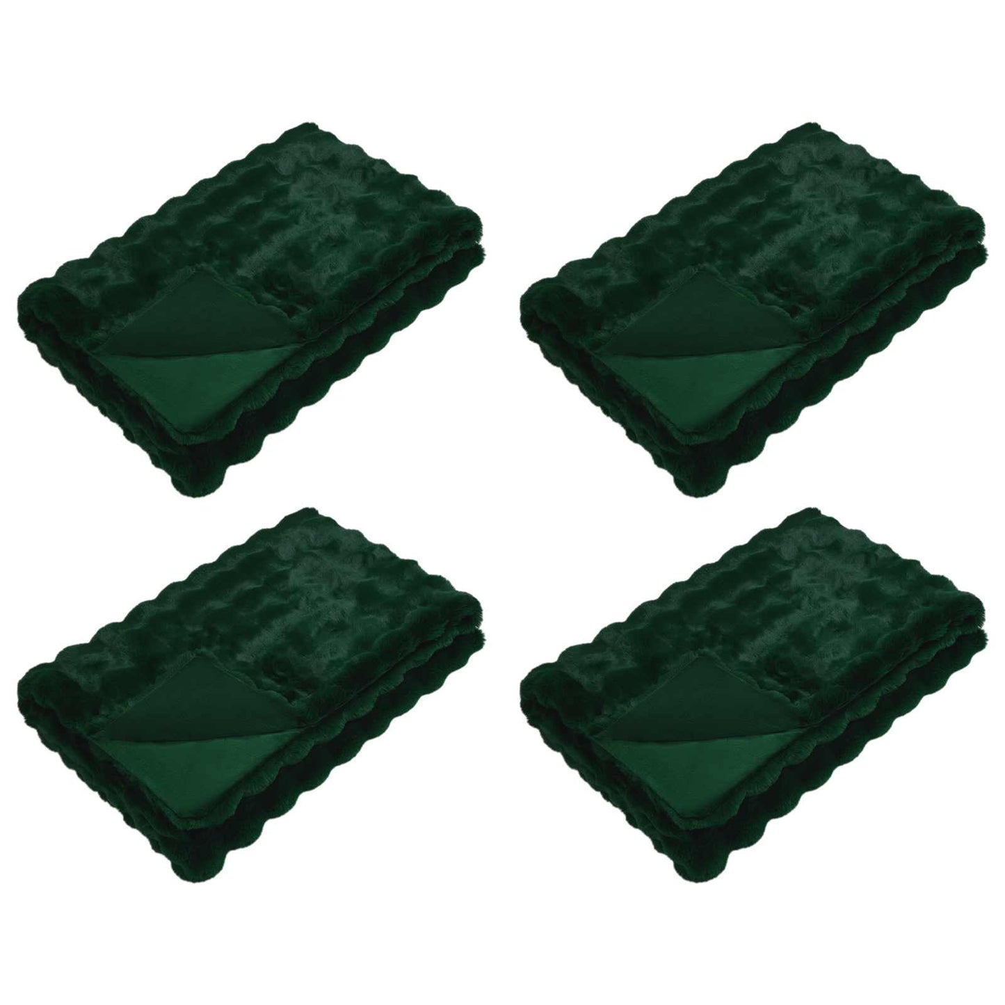 Coperta in Pelliccia di Coniglio Finta 4 pcs Verde Scuro