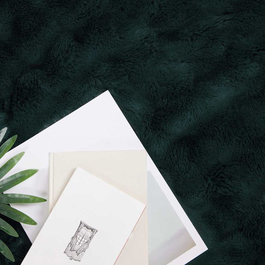 Coperta in Pelliccia di Coniglio Finta 4 pcs Verde Scuro