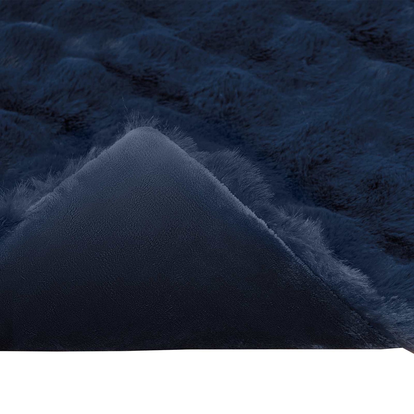 Coperta in Pelliccia di Coniglio Finta Blu Marino 150 x 220 cm