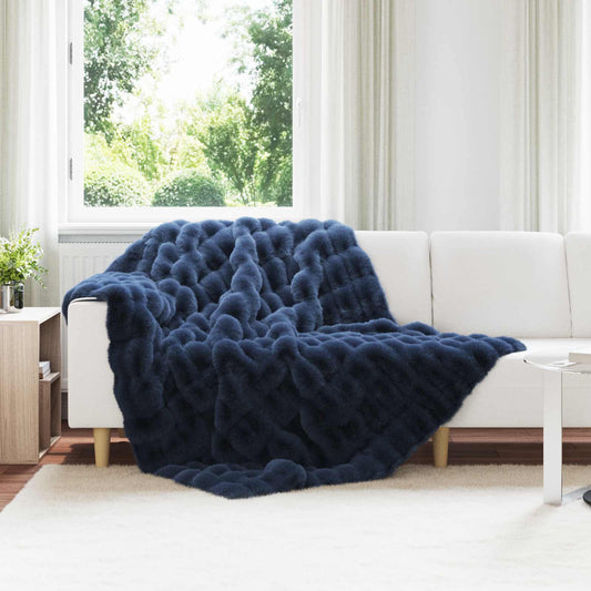 Coperta antiscivolo in sintetica di coniglio Olite Blu Marino - homemem39