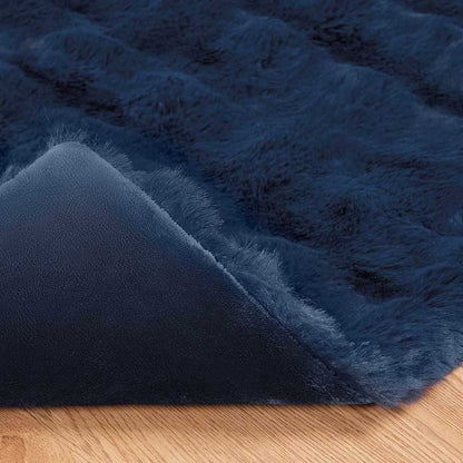 Coperta in Pelliccia di Coniglio Finta 4 pcs Blu Marino