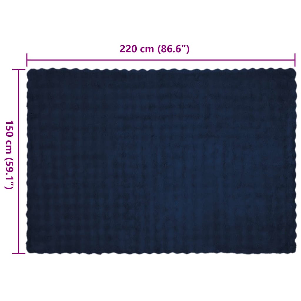 Coperta in Pelliccia di Coniglio Finta 4 pcs Blu Marino