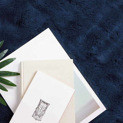 Coperta in Pelliccia di Coniglio Finta 4 pcs Blu Marino