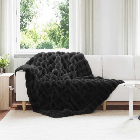 Coperta antiscivolo in sintetica di coniglio Olite Nero - homemem39