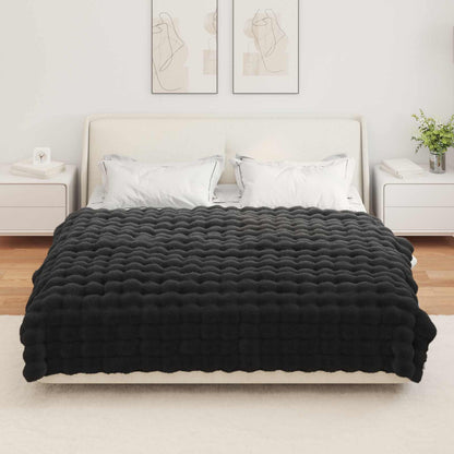 Coperta in Pelliccia di Coniglio Finta Nero 150 x 220 cm
