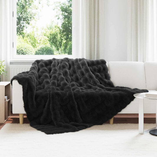Coperta antiscivolo in sintetica di coniglio Olite Nero - homemem39