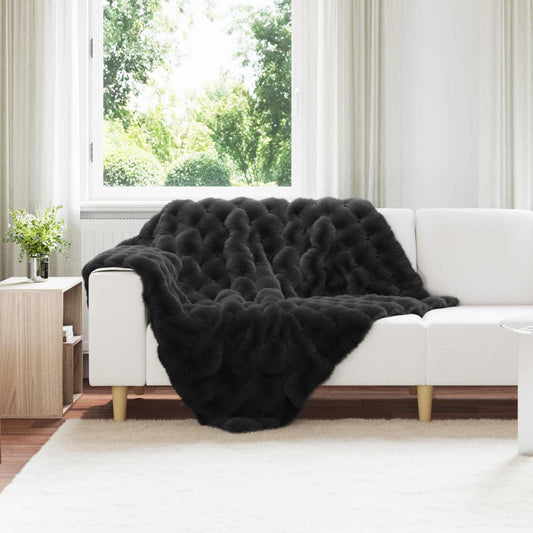 Coperta antiscivolo in sintetica di coniglio Olite 4 pz Nero - homemem39