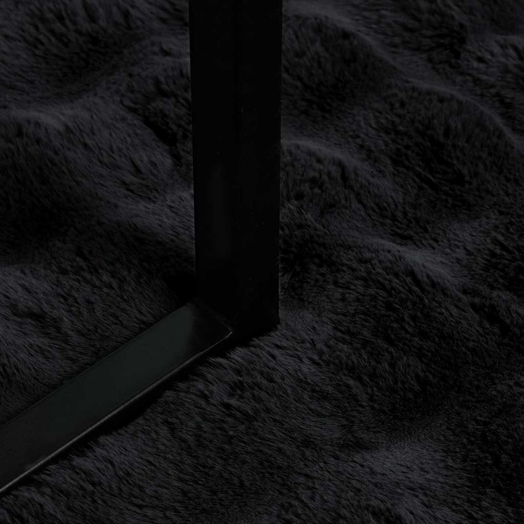 Coperta in Pelliccia di Coniglio Finta 4 pcs Nero 150 x 220 cm