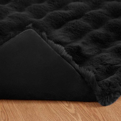 Coperta in Pelliccia di Coniglio Finta 4 pcs Nero 150 x 220 cm