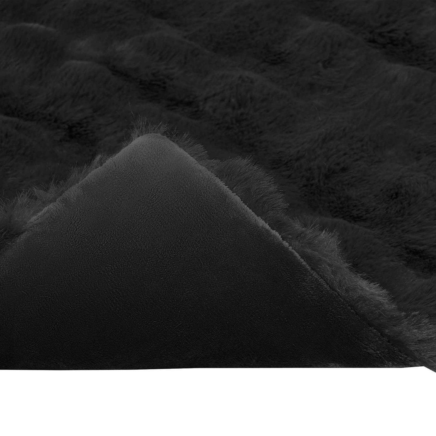 Coperta in Pelliccia di Coniglio Finta 4 pcs Nero 150 x 220 cm