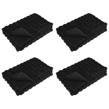 Coperta in Pelliccia di Coniglio Finta 4 pcs Nero 150 x 220 cm