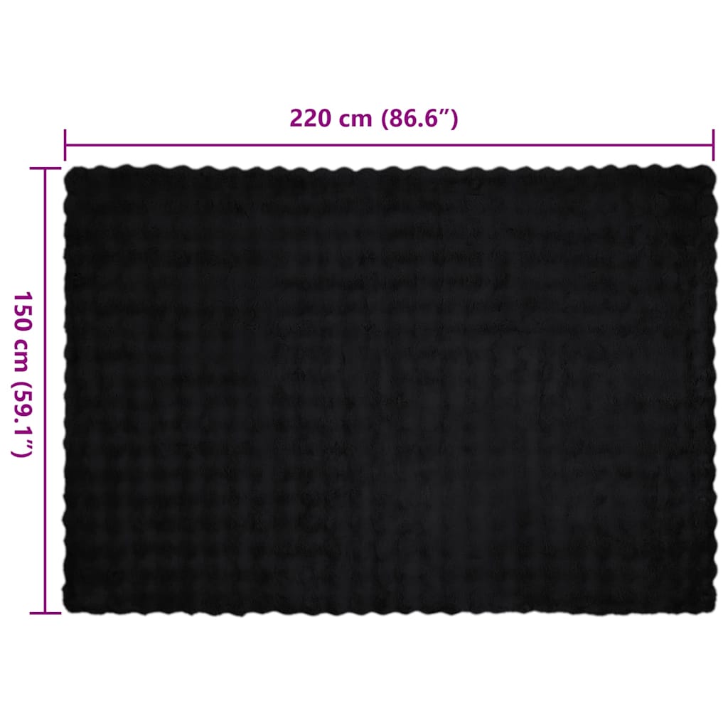 Coperta in Pelliccia di Coniglio Finta 4 pcs Nero 150 x 220 cm