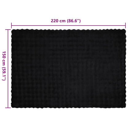 Coperta in Pelliccia di Coniglio Finta 4 pcs Nero 150 x 220 cm