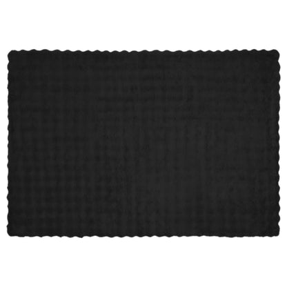Coperta in Pelliccia di Coniglio Finta 4 pcs Nero 150 x 220 cm