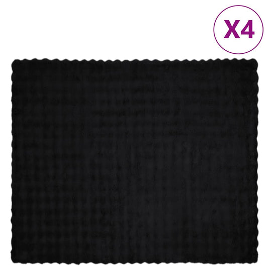 Coperta in Pelliccia di Coniglio Finta 4 pcs Nero 220 x 240 cm