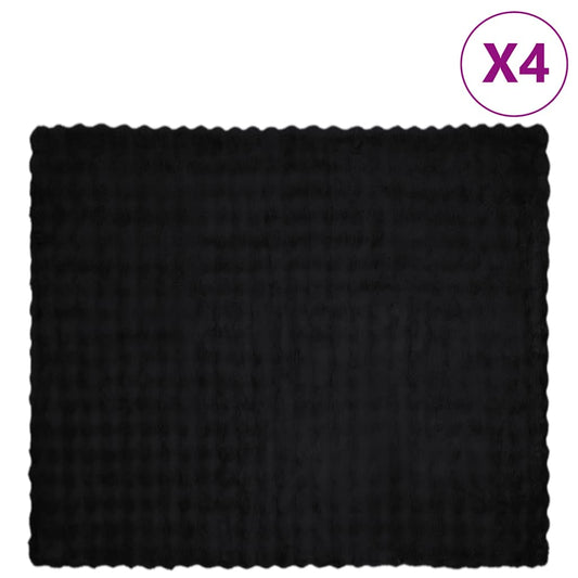 Coperta in Pelliccia di Coniglio Finta 4 pcs Nero 240 x 270 cm